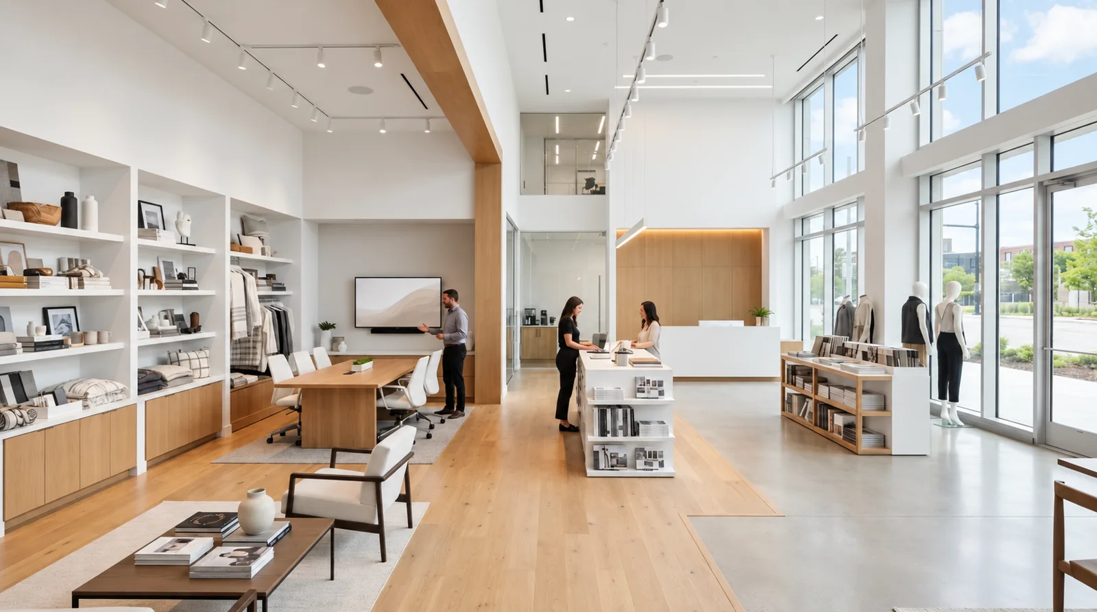 Espacio comercial luminoso y ordenado. Imagen ilustrativa.